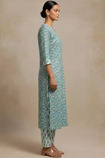 Women Ethnic Motifs Printed Regular Pure Cotton Kurta with Trousers & With Dupatta