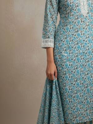 Women Ethnic Motifs Printed Regular Pure Cotton Kurta with Trousers & With Dupatta 5