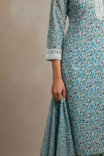 Women Ethnic Motifs Printed Regular Pure Cotton Kurta with Trousers & With Dupatta