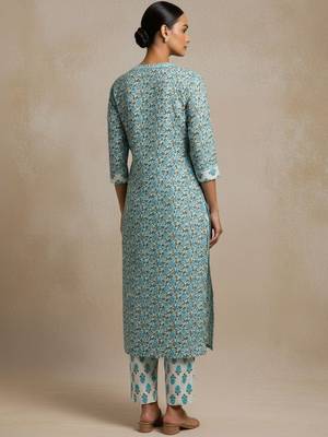 Women Ethnic Motifs Printed Regular Pure Cotton Kurta with Trousers & With Dupatta 6