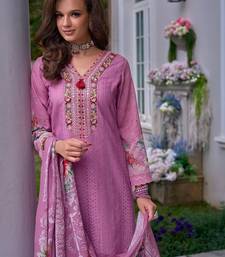 Floral Embroidered Mirror Work Pure Cotton Kurta With Trousers & Dupatta