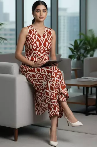 Women Ethnic Motifs Printed Regular Pure Cotton Kurta with Trousers