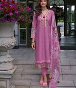 Floral Embroidered Mirror Work Pure Cotton Kurta With Trousers & Dupatta