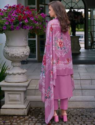 Floral Embroidered Mirror Work Pure Cotton Kurta With Trousers & Dupatta 4