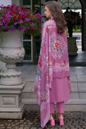 Floral Embroidered Mirror Work Pure Cotton Kurta With Trousers & Dupatta