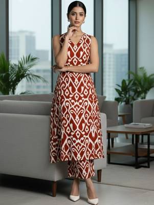 Women Ethnic Motifs Printed Regular Pure Cotton Kurta with Trousers 3