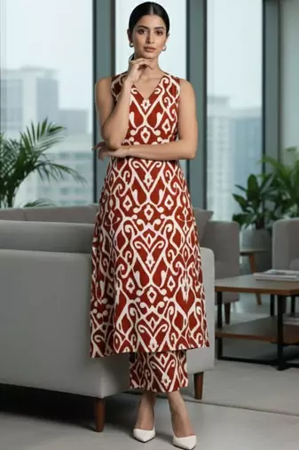 Women Ethnic Motifs Printed Regular Pure Cotton Kurta with Trousers