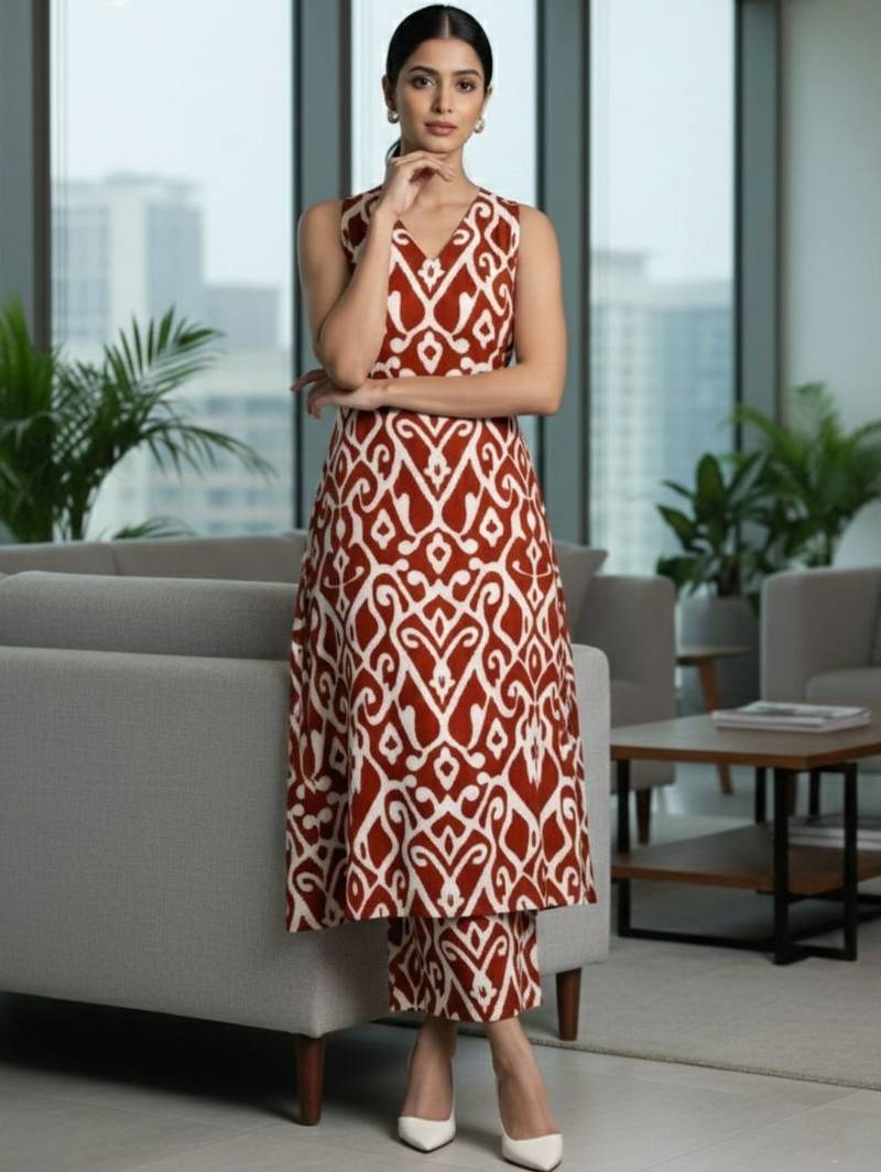 Women Ethnic Motifs Printed Regular Pure Cotton Kurta with Trousers