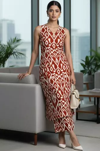 Women Ethnic Motifs Printed Regular Pure Cotton Kurta with Trousers