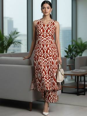 Women Ethnic Motifs Printed Regular Pure Cotton Kurta with Trousers 5