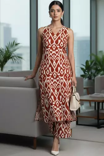 Women Ethnic Motifs Printed Regular Pure Cotton Kurta with Trousers
