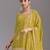 Olive green embroidered chinon semi-stitched palazzo style salwar suit