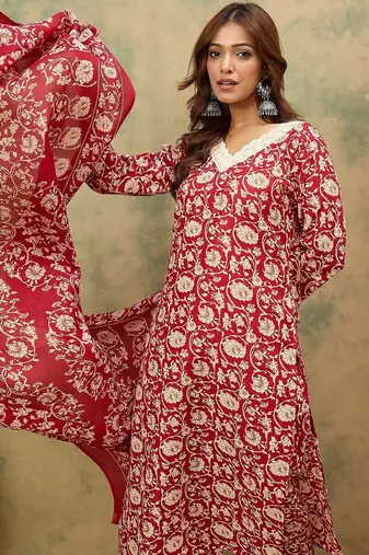 Women Ethnic Motifs Printed Kurta with Trousers & Dupatta