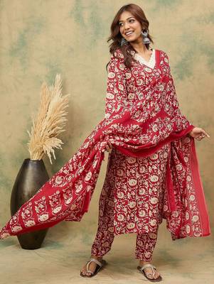 Women Ethnic Motifs Printed Kurta with Trousers & Dupatta 4