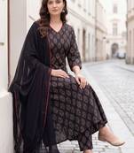 Women Ethnic Motifs Printed Regular Pure Cotton Kurta with Trousers & With Dupatta