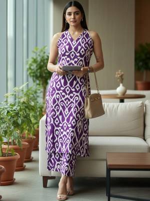 Women Ethnic Motifs Printed Regular Pure Cotton Kurta with Trousers 1