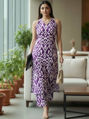 Women Ethnic Motifs Printed Regular Pure Cotton Kurta with Trousers 2