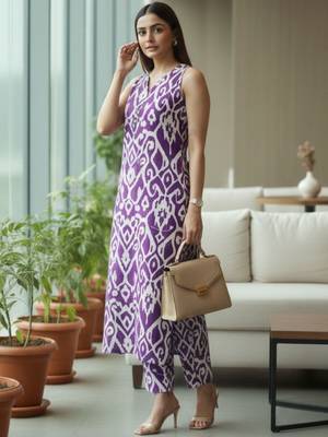 Women Ethnic Motifs Printed Regular Pure Cotton Kurta with Trousers 3