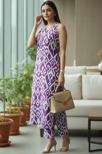 Women Ethnic Motifs Printed Regular Pure Cotton Kurta with Trousers