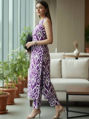 Women Ethnic Motifs Printed Regular Pure Cotton Kurta with Trousers 4