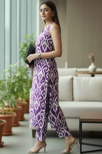 Women Ethnic Motifs Printed Regular Pure Cotton Kurta with Trousers