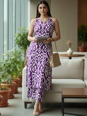 Women Ethnic Motifs Printed Regular Pure Cotton Kurta with Trousers 7