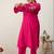 Plus Size Pink Embroidered Straight Kurta Trousers Set