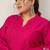 Plus Size Pink Embroidered Straight Kurta Trousers Set