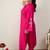 Plus Size Pink Embroidered Straight Kurta Trousers Set