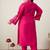 Plus Size Pink Embroidered Straight Kurta Trousers Set