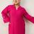 Plus Size Pink Embroidered Straight Kurta Trousers Set