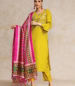 Women Yoke Design Regular Gotta Patti Pure Cotton Kurta with Trousers & With Dupatta