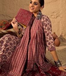 women floral print regular  cotton kurta with trousers & with dupatta