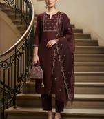 Women Ethnic Motifs Embroidered Regular Thread Work Kurta with Trousers & With Dupatta