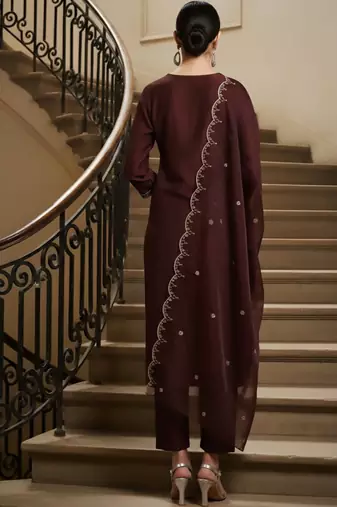 Women Ethnic Motifs Embroidered Regular Thread Work Kurta with Trousers & With Dupatta