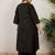 Plus Size Black Embroidered A-Line Kurta Palazzos Set