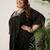Plus Size Black Embroidered A-Line Kurta Palazzos Set