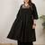Plus Size Black Embroidered A-Line Kurta Palazzos Set