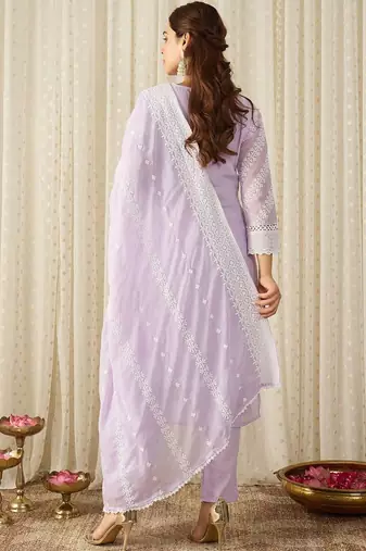 Women Ethnic Motifs Embroidered Regular Thread Work Pure Cotton Kurta with Trousers & With Dupatta