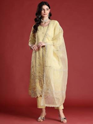 Ethnic Motifs Embroidered Kurta With Trousers & Dupatta 1