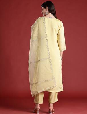 Ethnic Motifs Embroidered Kurta With Trousers & Dupatta 7