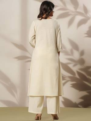 Women Ethnic Motifs Embroidered Regular Thread Work Kurta with Palazzos 4
