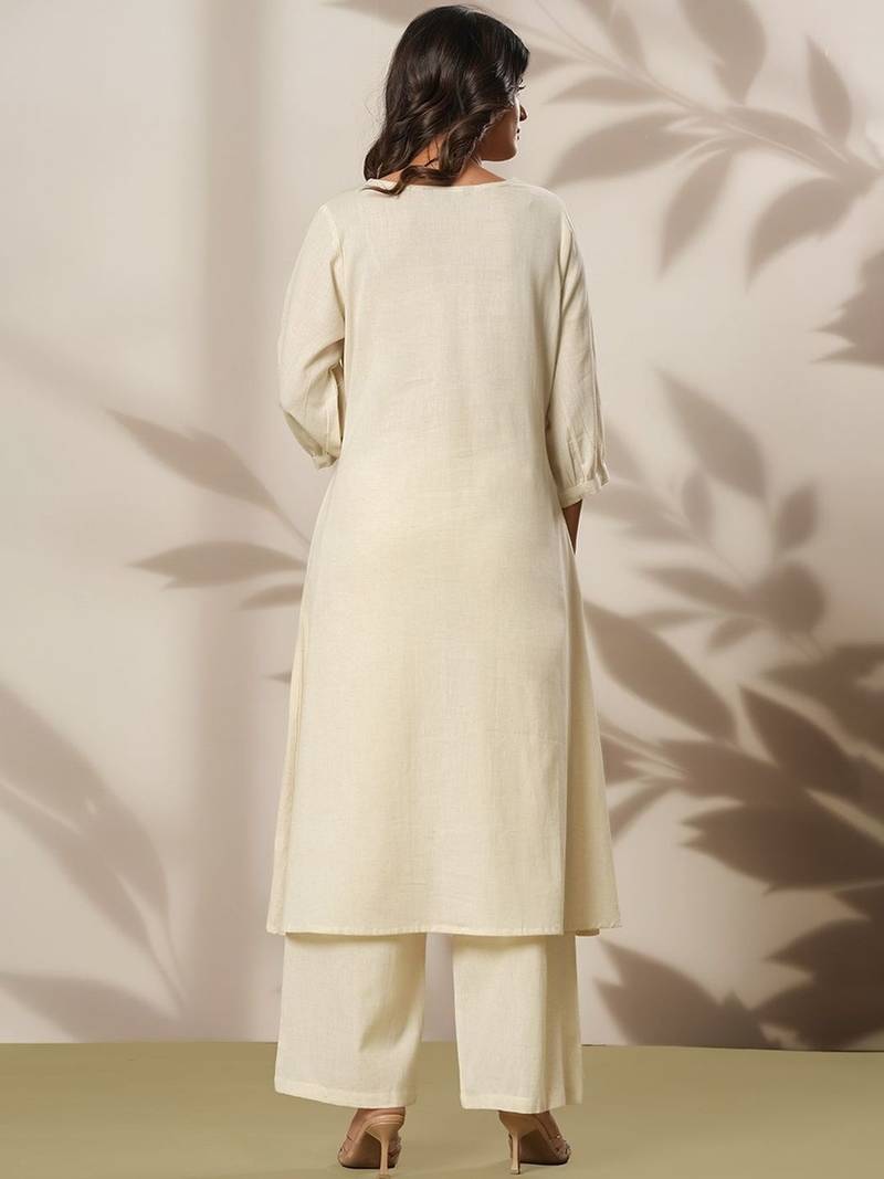 Women Ethnic Motifs Embroidered Regular Thread Work Kurta with Palazzos