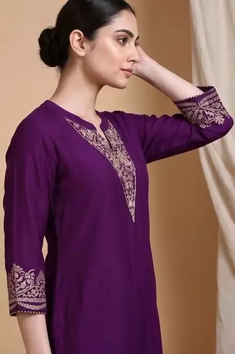 Women Ethnic Motifs Embroidered Regular Thread Work Kurta with Trousers & With Dupatta