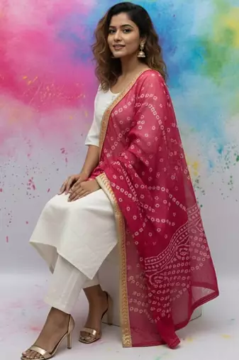 Women Ethnic Motifs Regular Thread Work Kurta with Trousers & With Dupatta
