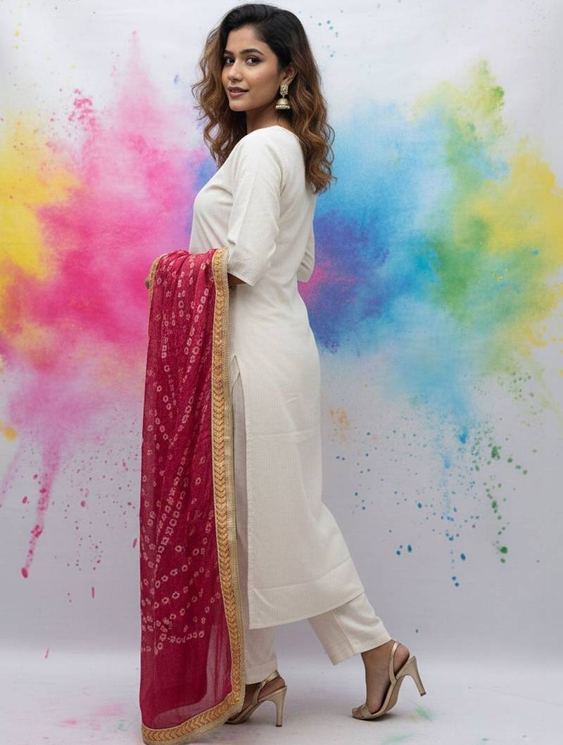 Women Ethnic Motifs Regular Thread Work Kurta with Trousers & With Dupatta