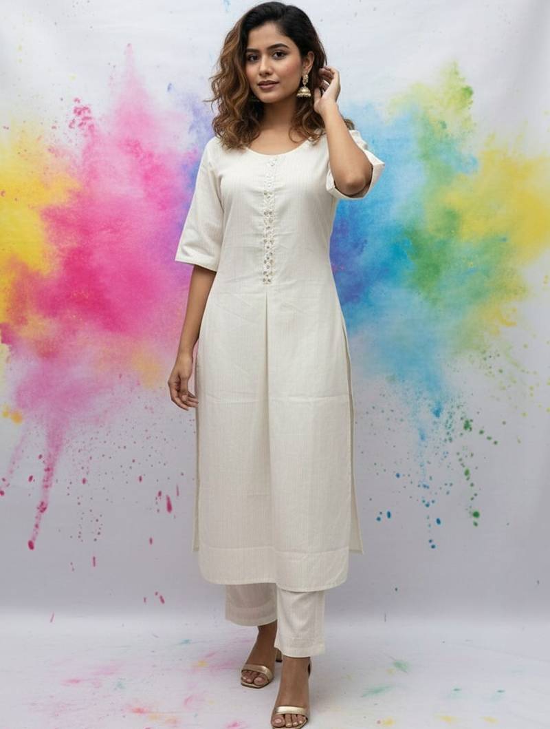 Women Ethnic Motifs Regular Thread Work Kurta with Trousers & With Dupatta
