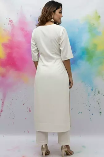 Women Ethnic Motifs Regular Thread Work Kurta with Trousers & With Dupatta