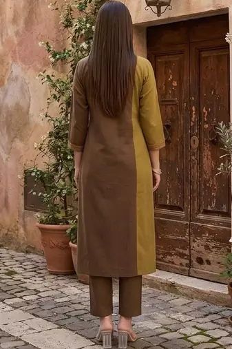 Women Regular Thread Work Kurta with Trousers