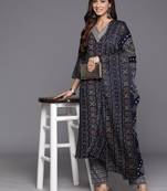 Women Ethnic Motifs Printed Regular Thread Work Kurta with Trousers & With Dupatta